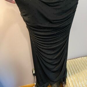 Vintage Antonio Castelli Elegant Black Beaded Ruched Dress